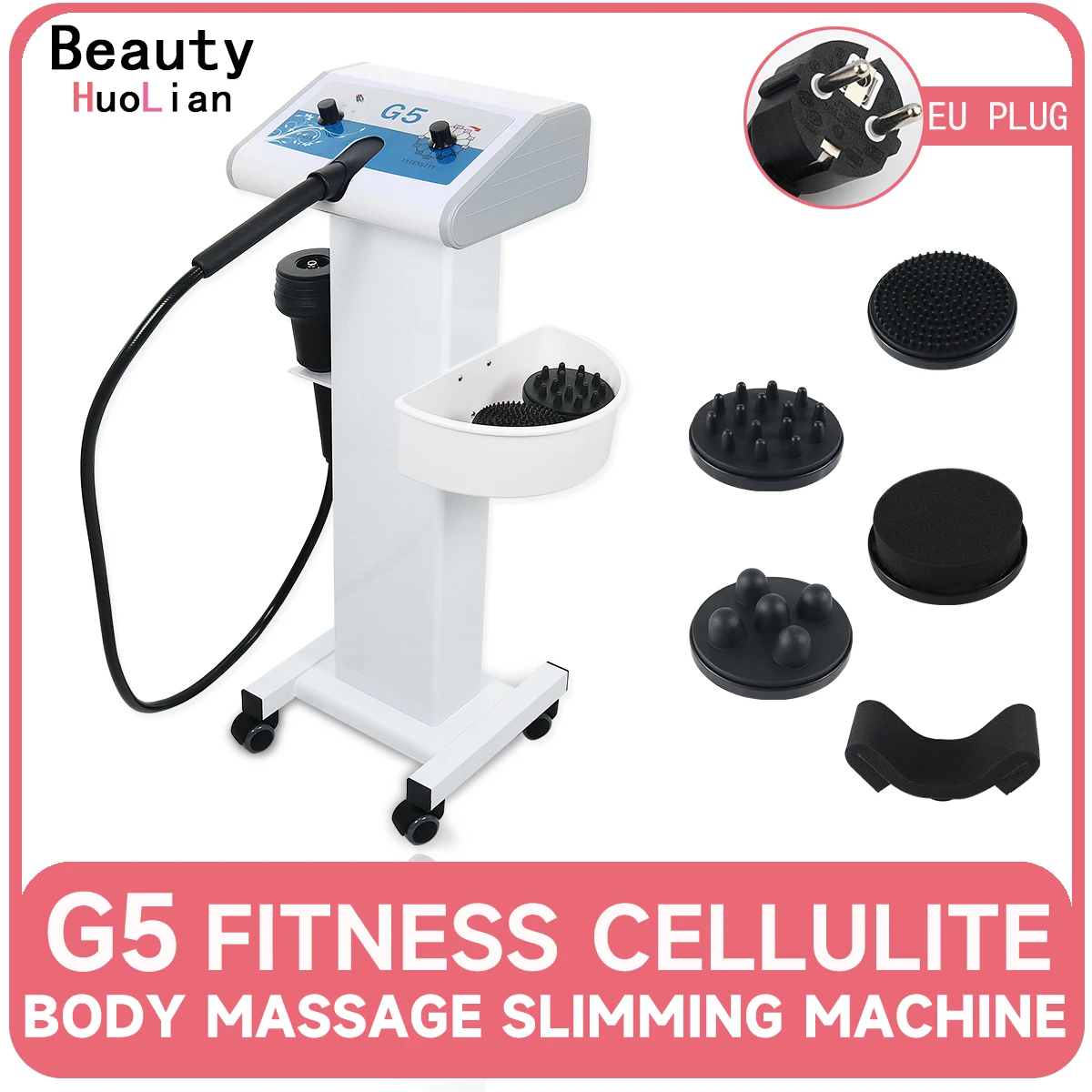Vibrerende G5 massage-apparaat, afslankings- en spiermassage-apparaat, cellulitisverwijdering, voor thuisgebruik, gewichtsverlies, lichaamsapparaat met transportkarretje