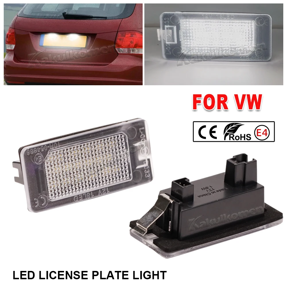 For VW Tiguan 2014- Golf 6 7 Plus Jetta 6 Passat B6 B7 Variant Sharan 7N Polo 2Pcs LED License Number Plate Light With Canbus