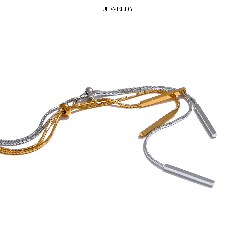 Yhpup 80 + 5 cm Edelstahl verstellbare exquisite Pulloverkette glatte Halskette für Frauen minimalistischer Kragen Mode PVD Schmuck – Detail 9