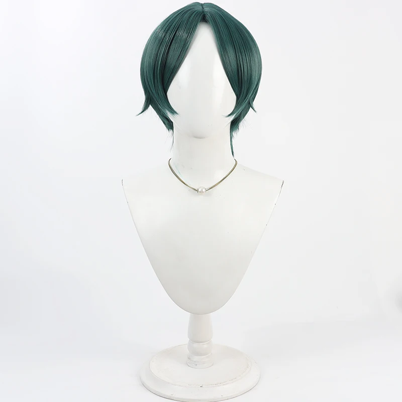Tougen Anki Juji Yusurube Cosplay peluca 30cm corto recto verde hombres pelo sintético resistente al calor