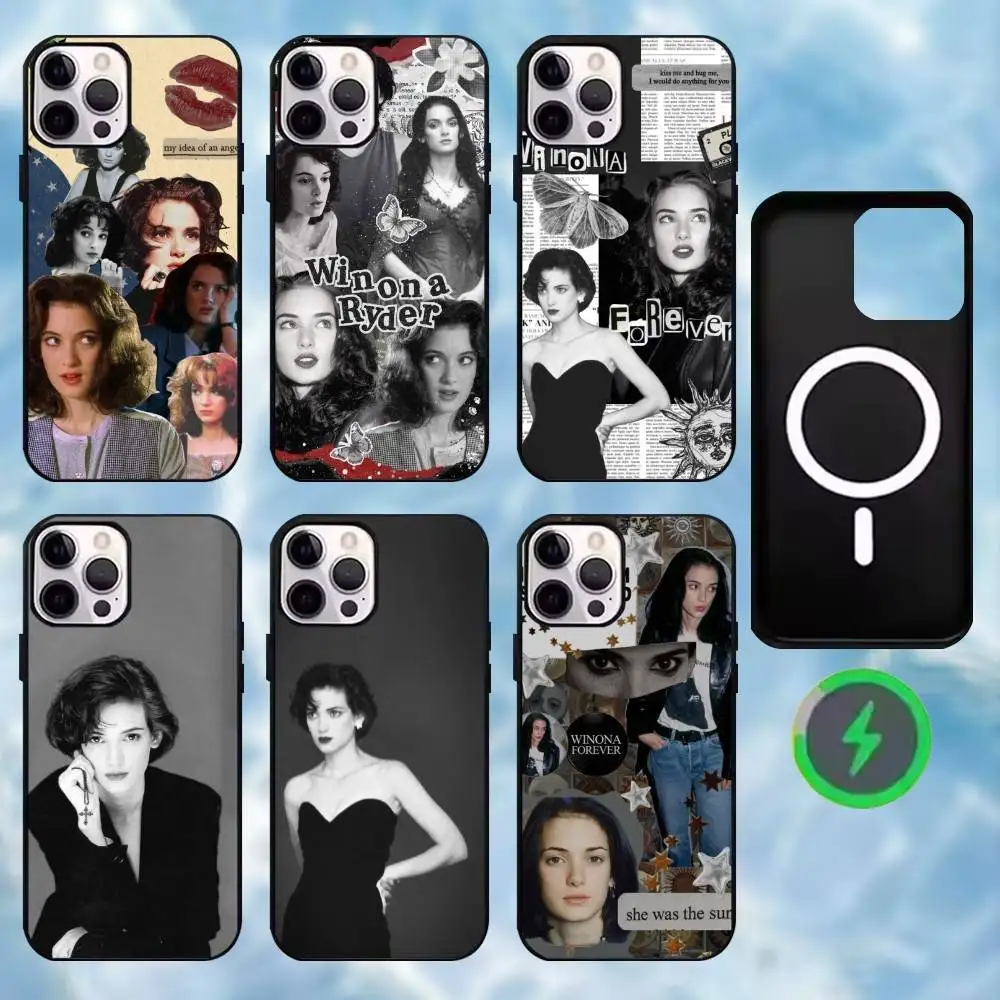 

W-Winona actor R-Ryder Phone Case For iPhone17,16,15,14,13,12,11 Max Black Wireless Charging Protecitve Cover
