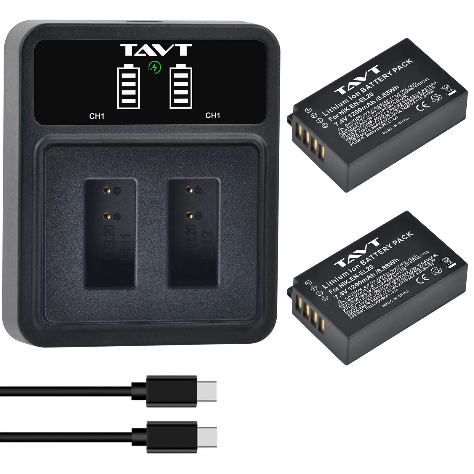 

1200mAh EN-EL20 EL20 EN EL20A Batter+PD20W Rapid Charger for Nikon Coolpix P1000 P950,1 j1,1 J2,1 J3,1 S1,1 V3,A,A 1 Camera