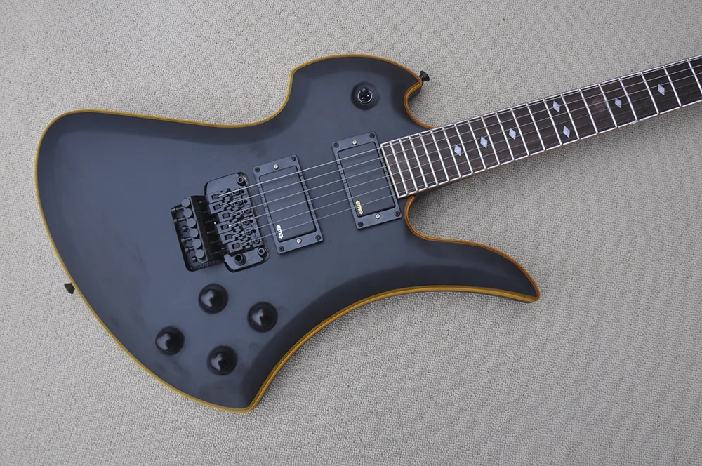 Matte Black Unusual Shape Electric Guitar Factory Custom Guitar Black Hardwares Guitar