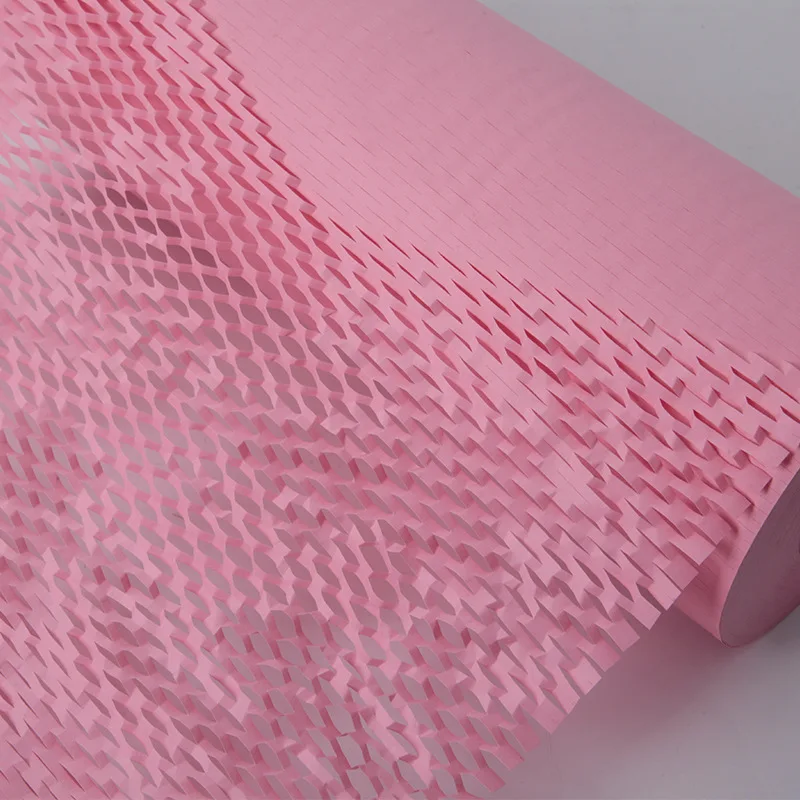 Pink Honeycomb Wrapping Paper 30cmx6m Recycling Pad Wrapping Roller Environmental Protection Transport Mobile Packaging Bouquet