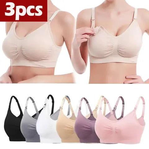 3 개/몫 출산 간호 브래지어 코튼 모유 수유 임산부 임신 속옷 모유 수유 브래지어 의류 Lactancia