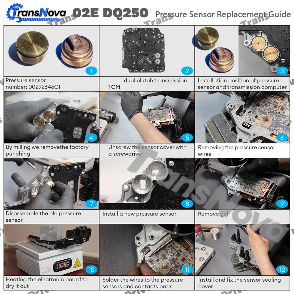 TransNova 0B5 02E DQ250 0D9 Getriebekupplungsdrucksensor TCU TCM Steuergerät für 6-Gang-DSG VW Magotan Audi A4 A7 Skoda – Detail 4