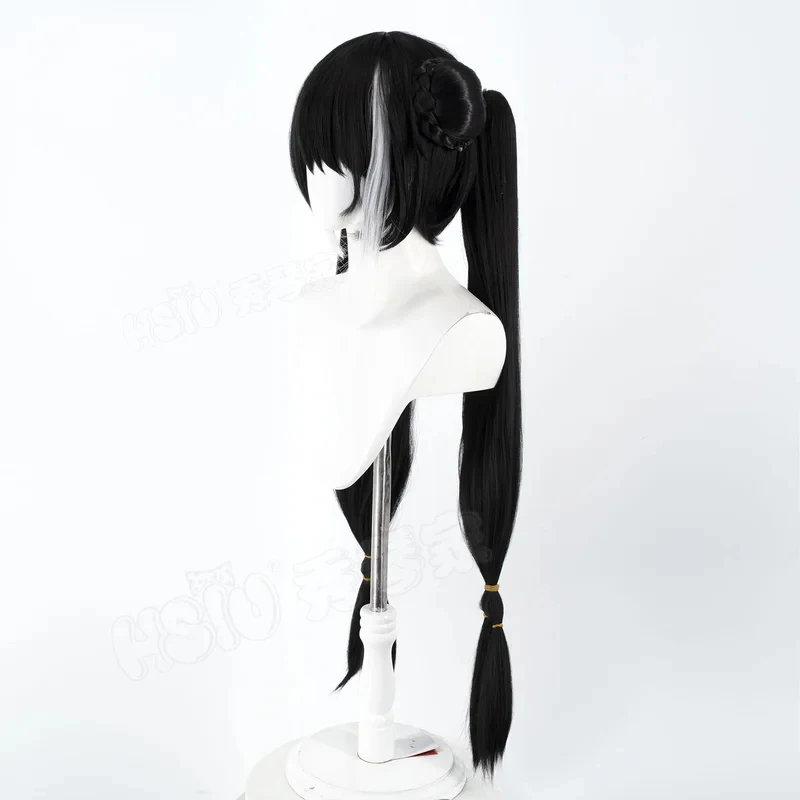 ABC123Anime Game Limbus Company Jia Xichun Cosplay Wig Black-white Long Ponytail Women Halloween Party Role Play Props5,j'8.k/4\ view 5