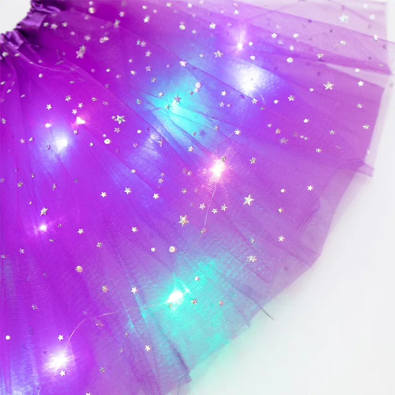 LED Leuchtendes Licht Frauen Tüll Stern Rock Kurzen Tutu Mini Rock Erwachsene Phantasie Ballett Dancewear Party Kostüm Ballkleid Mini Rock – Detail 15