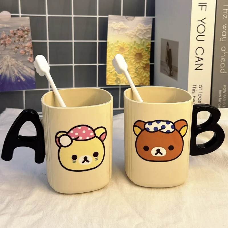 Nouveau Rilakkuma brosse à dents tasse créativité dessin animé Portable pyjama ours en plastique Couple gargarisme tasse étudiant salle de bain lavage fournitures