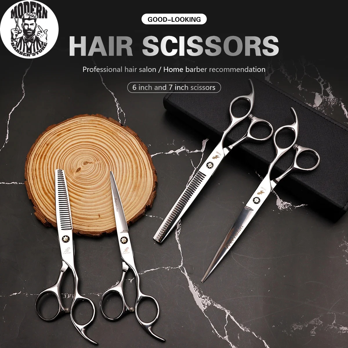 

Professional Barber Scissors 6 7 inch Double-Sided Texture Thinning Shears Teeth Scissors High-end Hair Cutting Machine Scissors