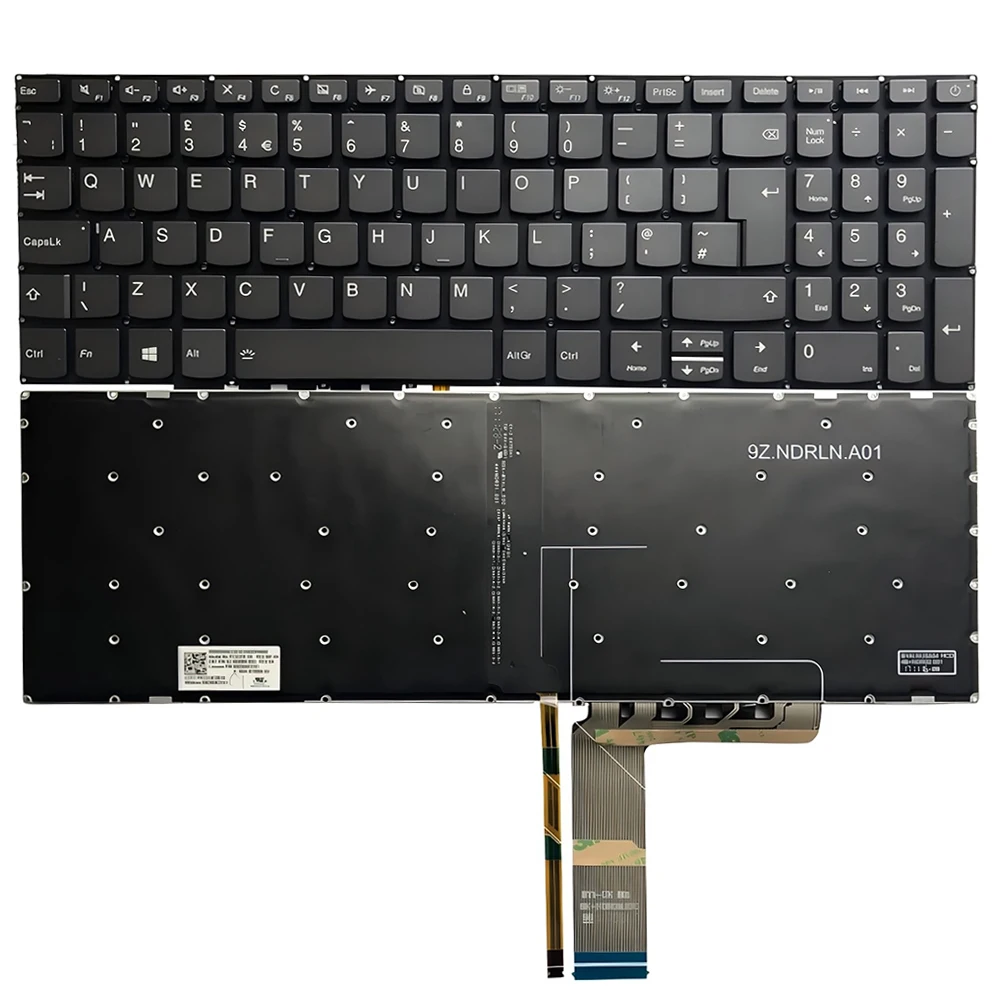 330-15 Teclado retroiluminado del Reino Unido para Lenovo Ideapad 330-15ICH 330-15IKB 330-15AST 330-15IGM 81FK0030UK 7ZCN24W 7ZEC24W tecla de interruptor