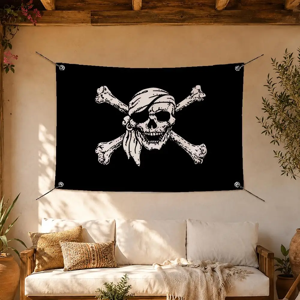 Cool Brand Jolly Roger Flags Room Home Decor Wall‑Hanging Art Banner, Outdoor for Bedroom Party Background Decoration