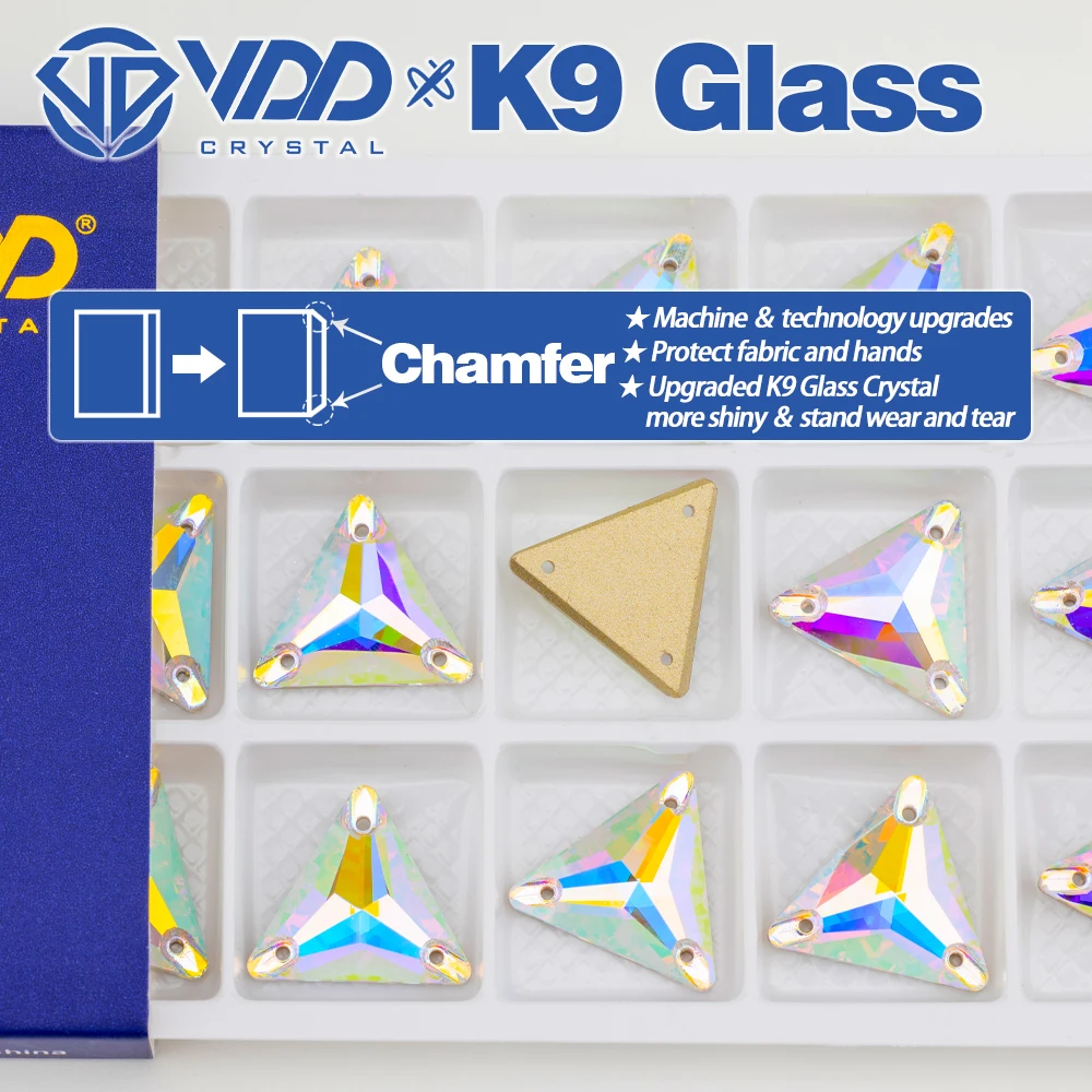 VDD S255 Kristall AB Dreieck Hochwertige K9-Glas-Applikationssteine, Kristall-Flachsteine zum Aufnähen für Kleidungsdekorationen – Detail 2