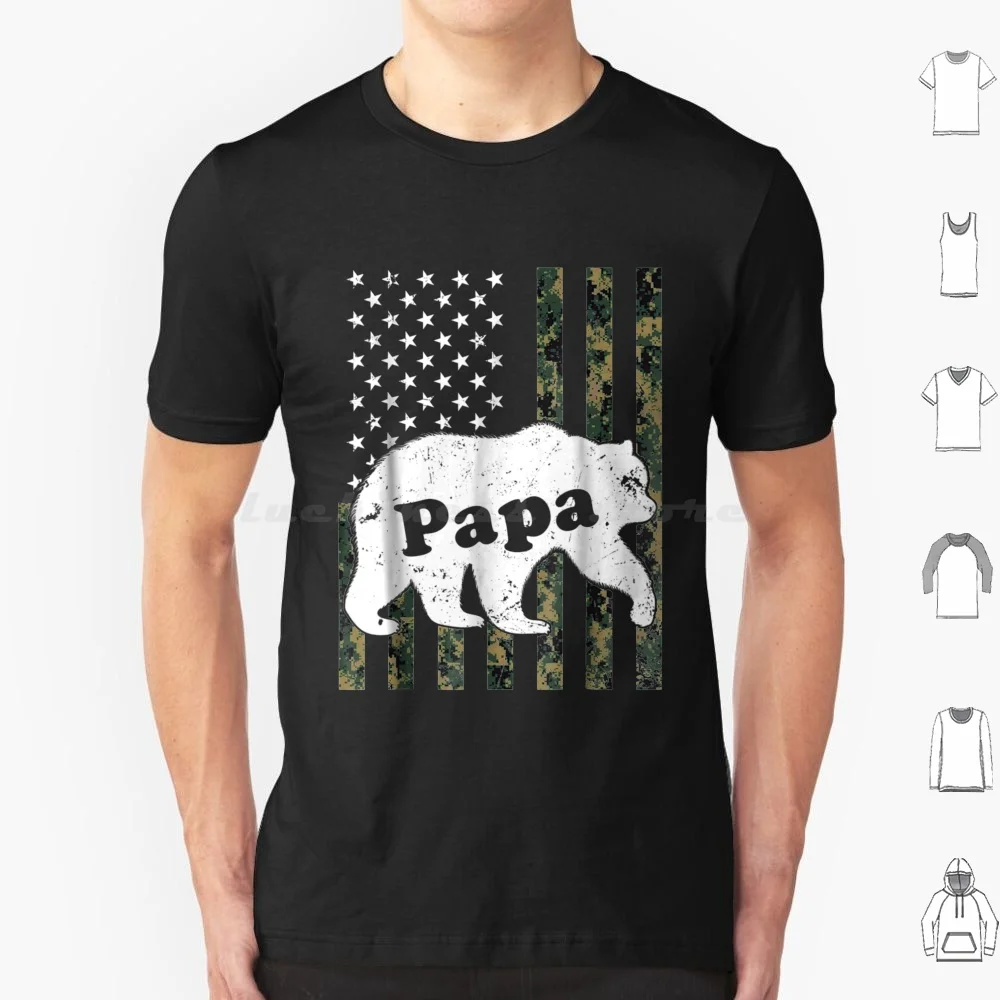 Mens Mens Papa Bear Camouflage Usa American Flag T Shirt 6xl Cotton Cool Tee Of You Fathers As July Camping Nana Fiancee Make