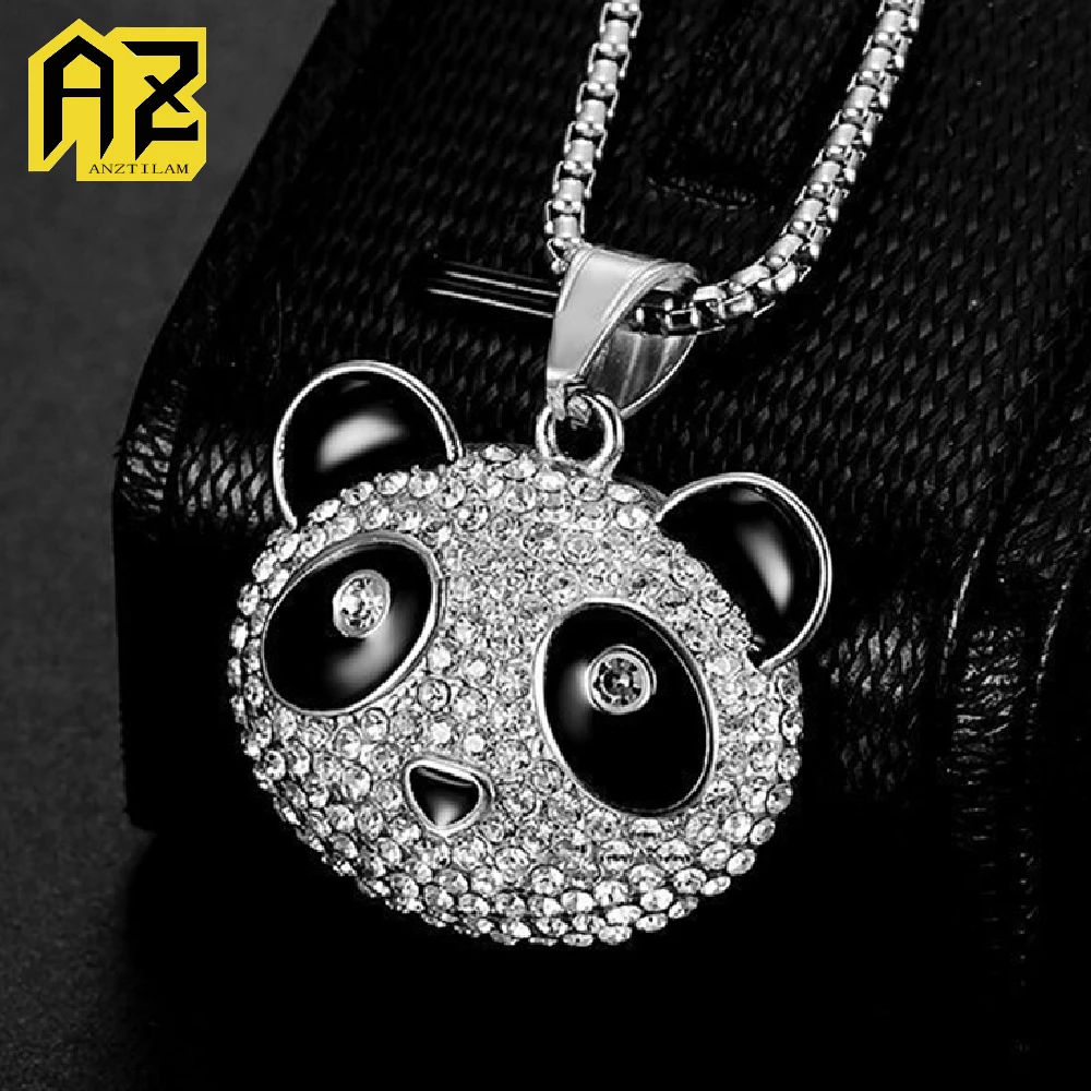 

Anztilam No Fade Panda 316L Нержавеющая сталь Iced Out Кулон с длинной цепочкой Ожерелья для женщин и мужчин Ювелирные изделия в стиле хип-хоп