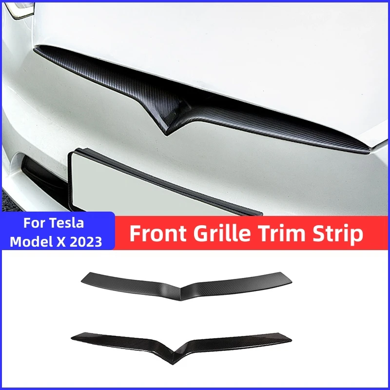 Per Tesla Model X 2023 Dry Carbon Fiber griglia anteriore Trim Strip Sticker accessori per lo stampaggio esterno automatico