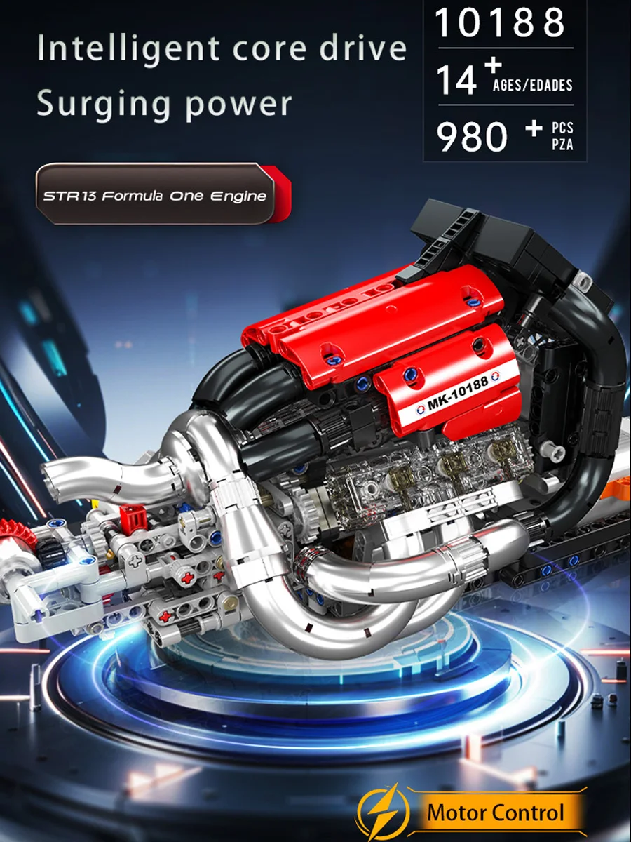 

MOC Racing Car Engine Building Blocks Motorized Simulation Mould King 10188 Technical STR 13 for Adults Toys Set Gifts