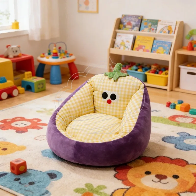 Cute Eggplant Shaped Bean Bag Chair Soft Tatami Floor Cushion Leisure Reading Sofa Home Decor