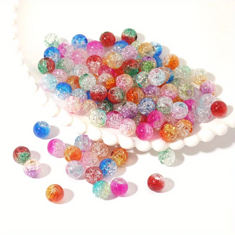 100pcs Acrylic Popcorn Beads Glass Small Beads For Jewelry Making Cracked Crystal Beads DIY Handmade Beads For Bracelets Kit