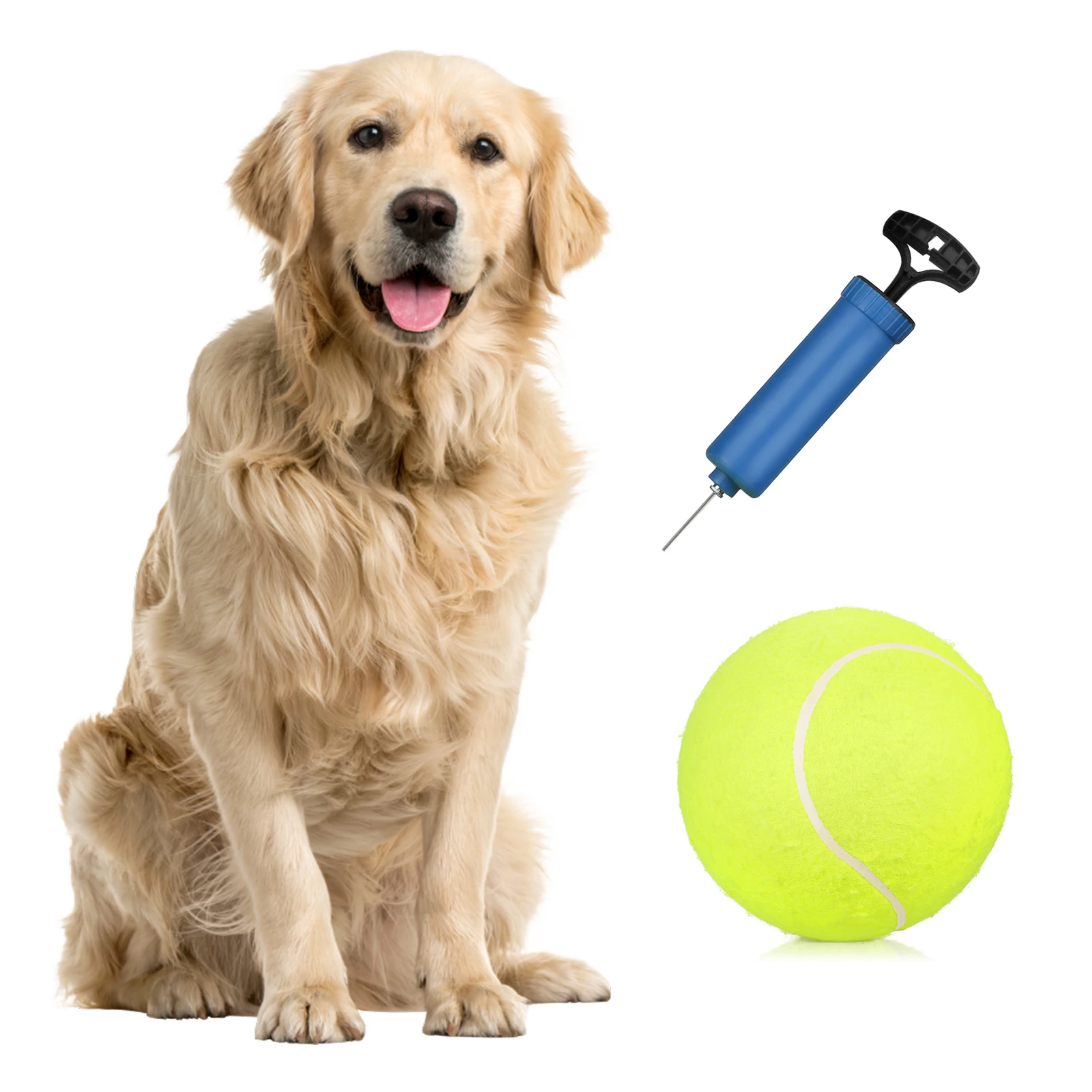 9.5‘’ Oversize Giant Tennis Balls Inflatable Tennis Ball with Pump Dog Toy Balls For Signature Children Adult Pets Dogs Cats Fun