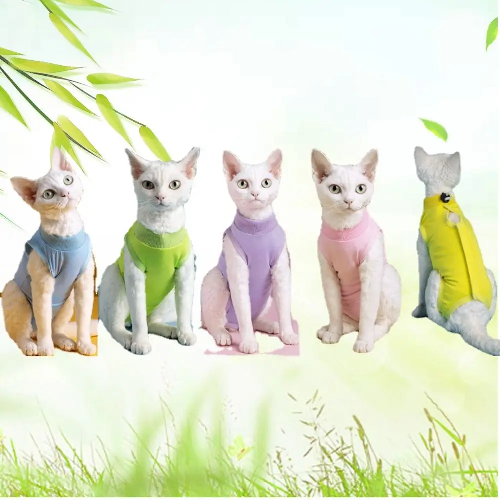 ชุดกันเลียแผลสำหรับแมว นุ่มสบาย ป้องกันการกัด ช่วยในการหย่านม ใช้แทนปลอกคอ ปรับขนาดได้ เสื้อกั๊กสำหรับสัตว์เลี้ยงขนาดเล็ก ใช้ในบ้าน