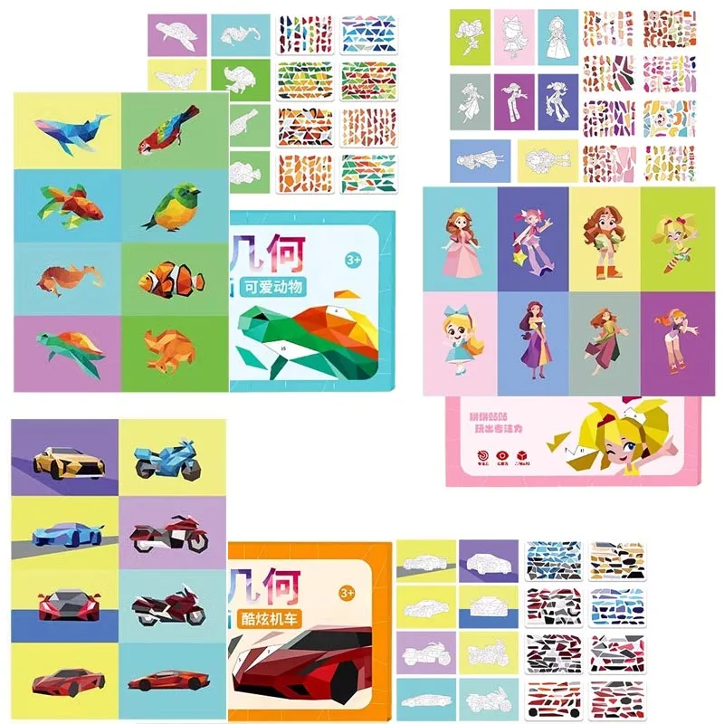 ملصق كتاب الحرف للأطفال الذين تتراوح أعمارهم بين 4-8 ملصق حسب الرقم لألعاب الدماغ الهدايا مضحك لعبة السفر الكرتون أنيمي ملصقات ألغاز السيارات