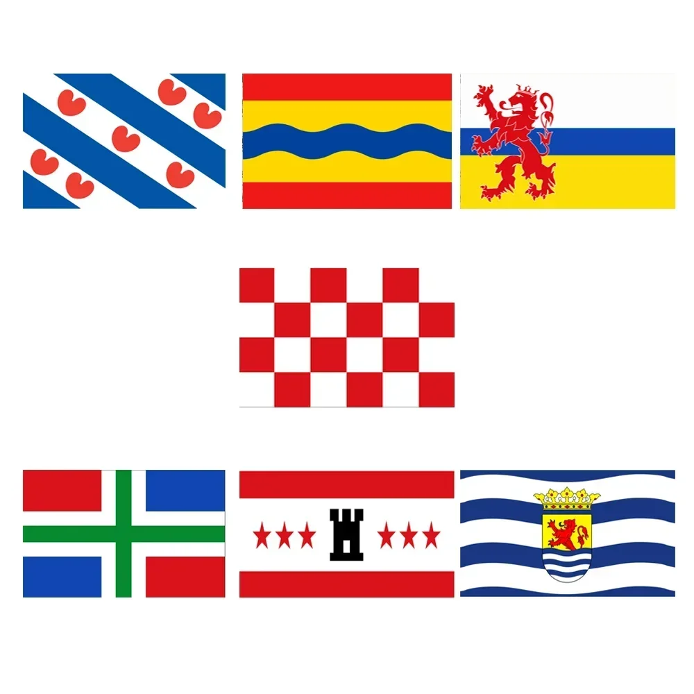 Bandera de las regiones de los Países Bajos, banderines y banderines de los Países Bajos, brisian North Brabant, Overijssel, Drenthe, Groninga, liburg, Zeeland, 90x150cm