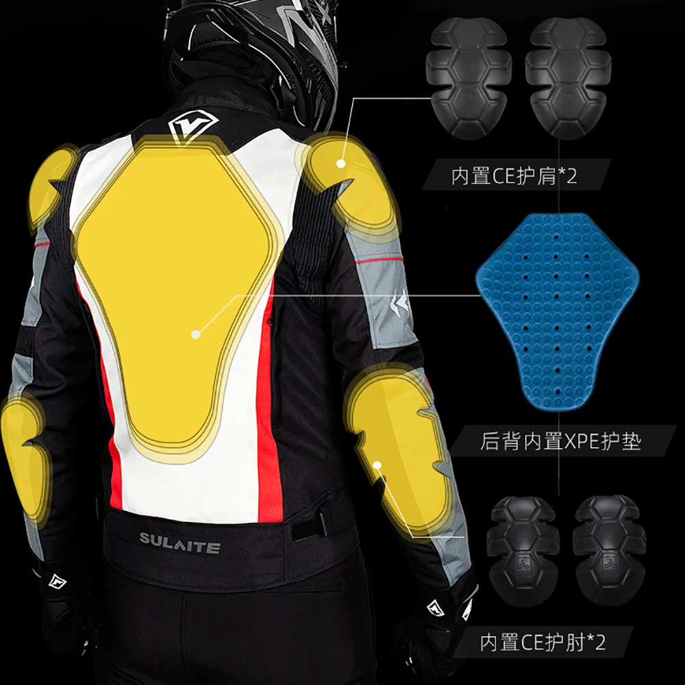 New Double Shoulder Protection Motocross Jackets Detachable Warm Inner Liner Waterproof Reflective Motorcycle Cycling Clothes