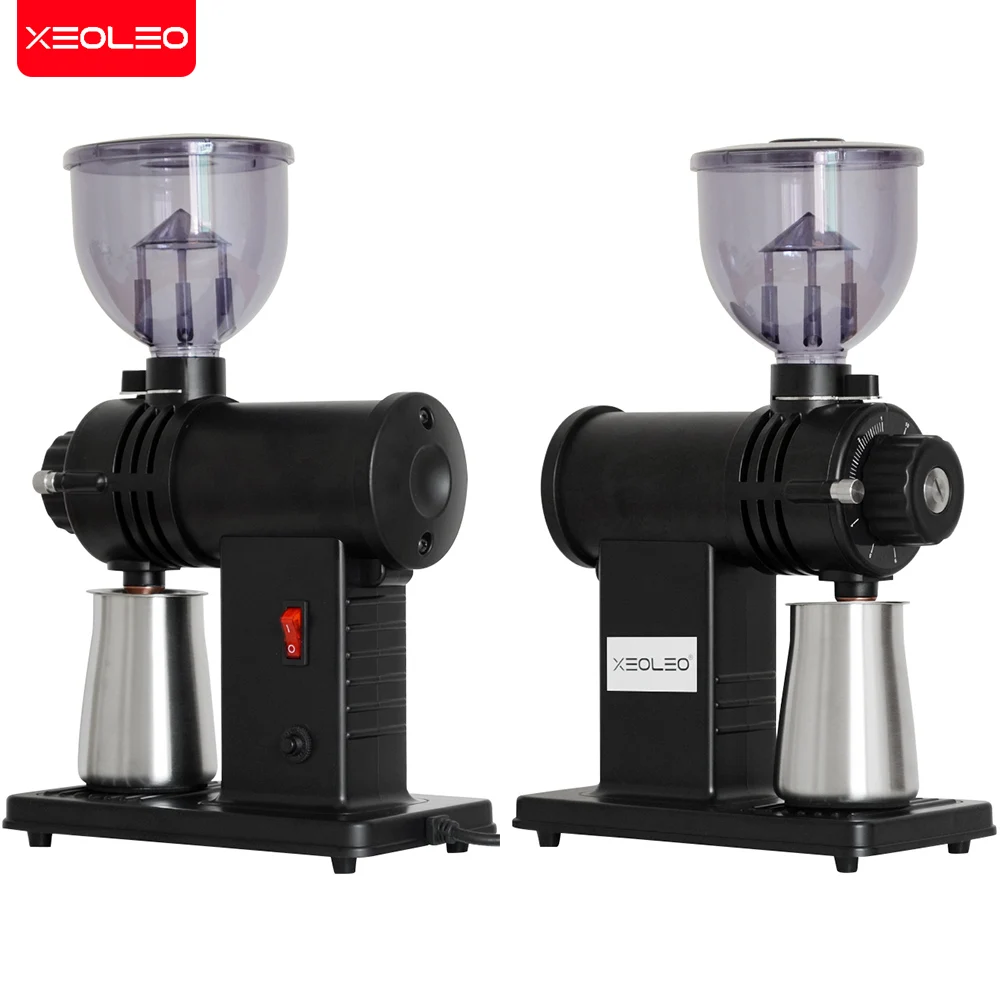 Xeoleo-molinillo de café eléctrico, molinillo de café de rebaba plana S/S de 60mm, molinillo de café expreso de 10 pasos, rectificadora eléctrica