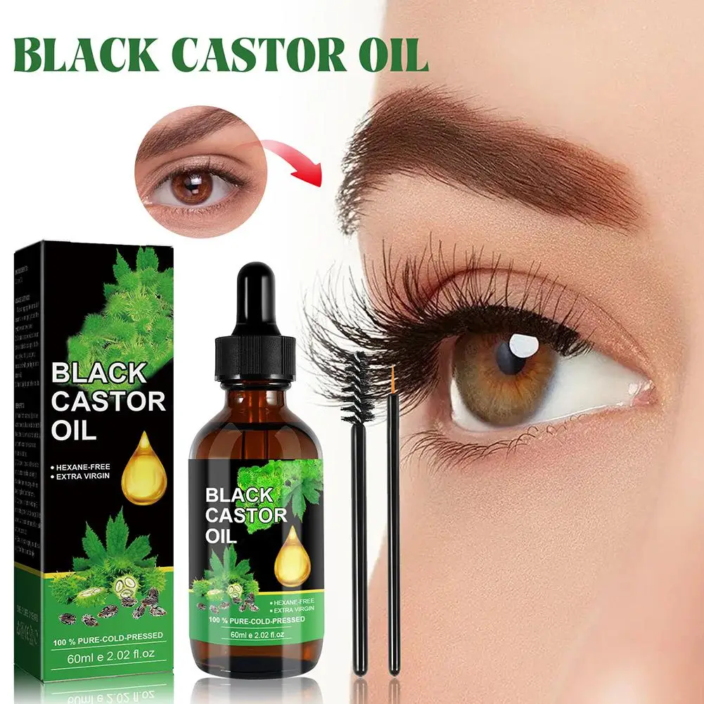 

60ml Black Castor Oil Nourishes Skin Massage Essential Aging Prevents Growth Products Oil Hair Eyebrows Care Skin E6F3