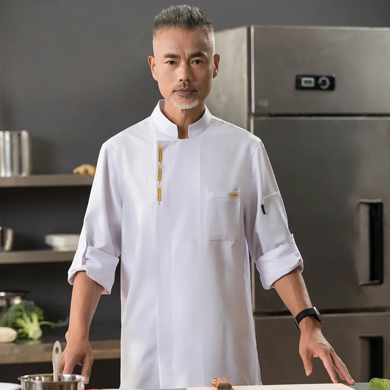 ホテルシェフ制服黒半袖レストランケーキベーキングキッチン食堂従業員夏通気性シェフジャケット男性用