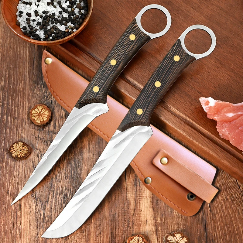 

Forged Kitchen Knives Stainless Steel Boning Knife Butcher Knife with Sheath Meat Cleaver Fishing Barbecue Cutter