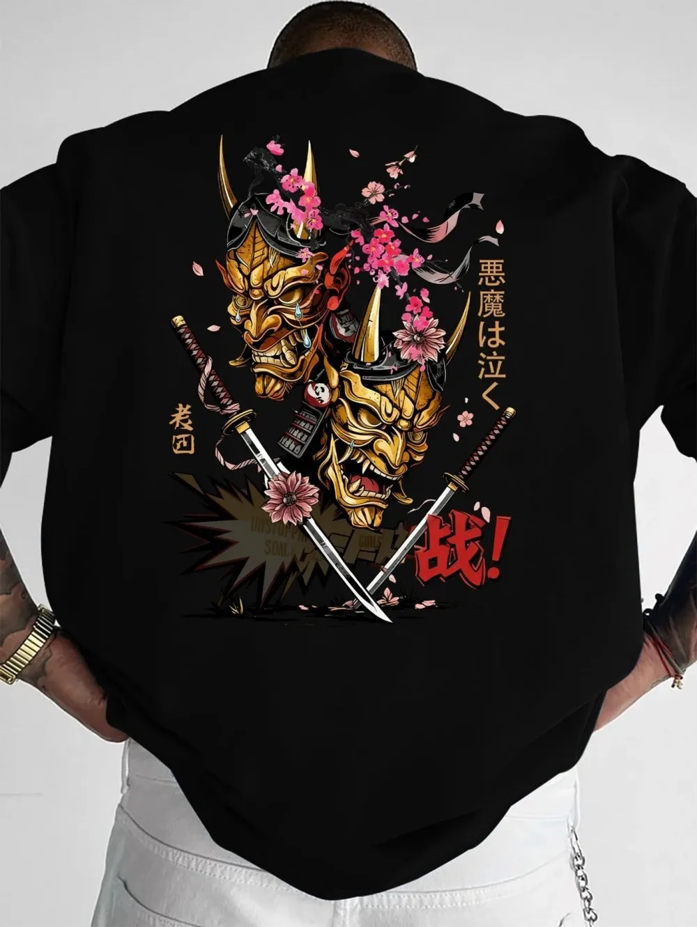 New Men's Summer Fashion Ghost Warrior Mask Printed Comfortable Breathable Round Neck T-shirt Outdoor Urban Street Top