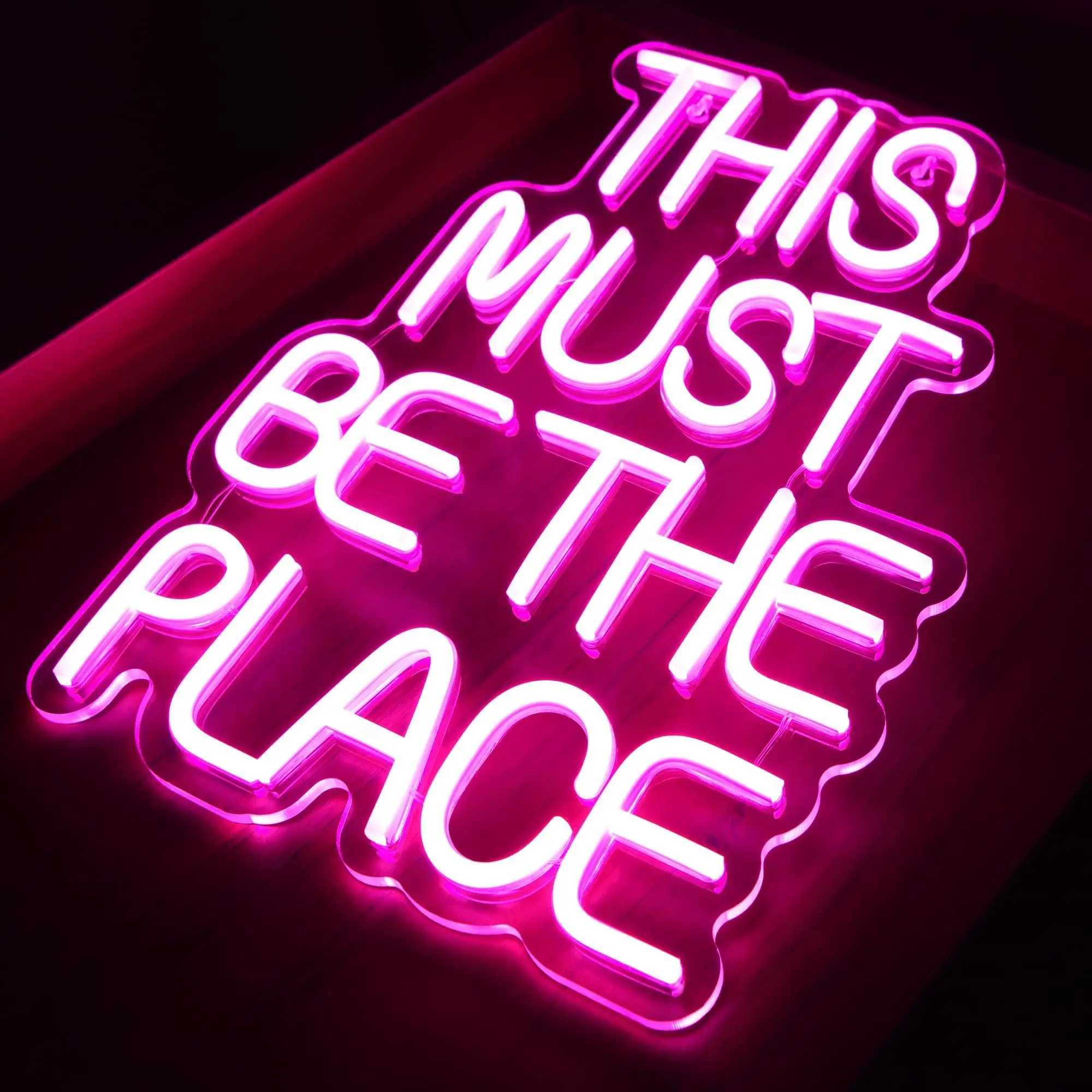 

This Must Be The Place Neon Sign for Wall Decor LED Neon Sign Aesthetic Bedroom Decor Neon Light Room Decor for Girls Party