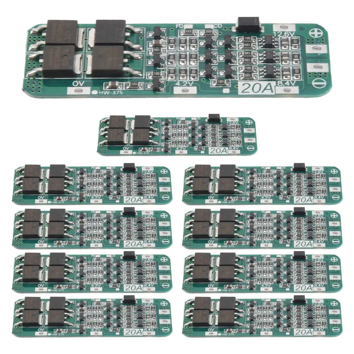 10Pcs 3S 20A BMS 18650 Li-Ion Lithium Battery Charger Module BMS Protection Board PCB 11.1V 12V 12.6V Module