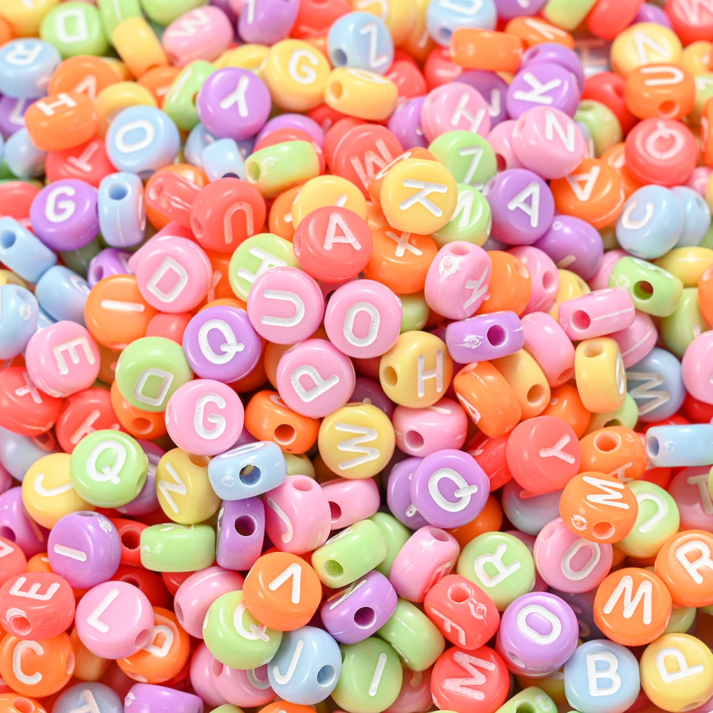 100pcs/lot  Heart Acrylic Letter Beads Colorful Alphabet Loose Spacer Beads For Jewelry Making DIY Handmade Bracelet Necklace