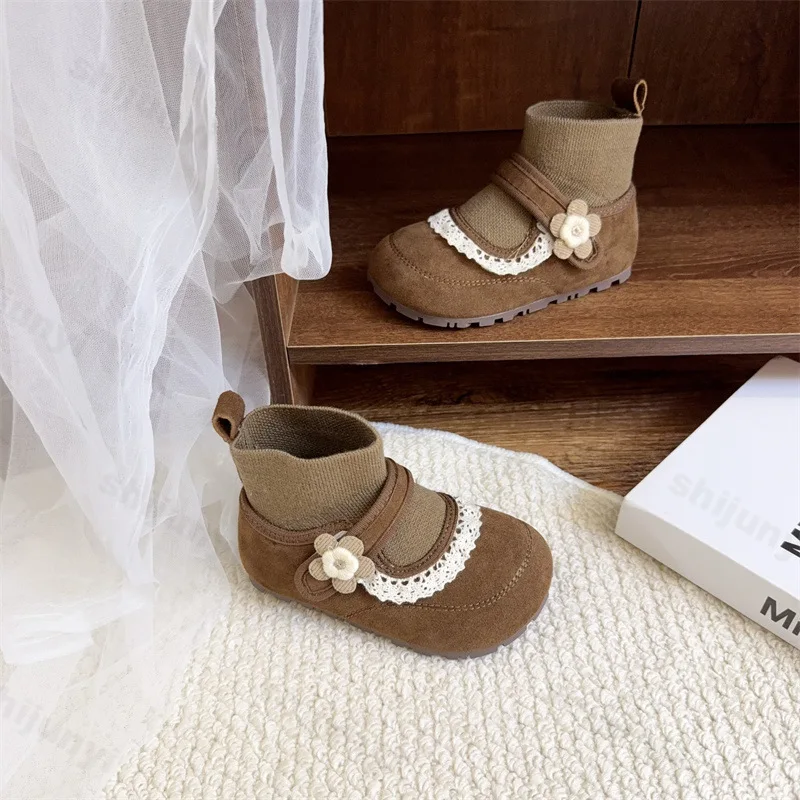 أحذية الأميرة للفتيات لخريف وشتاء جديد للاستخدام الخارجي غير قابلة للانزلاق ونعل ناعم أحذية قصيرة خفيفة الوزن ومريحة أحذية جلدية لطيفة #4