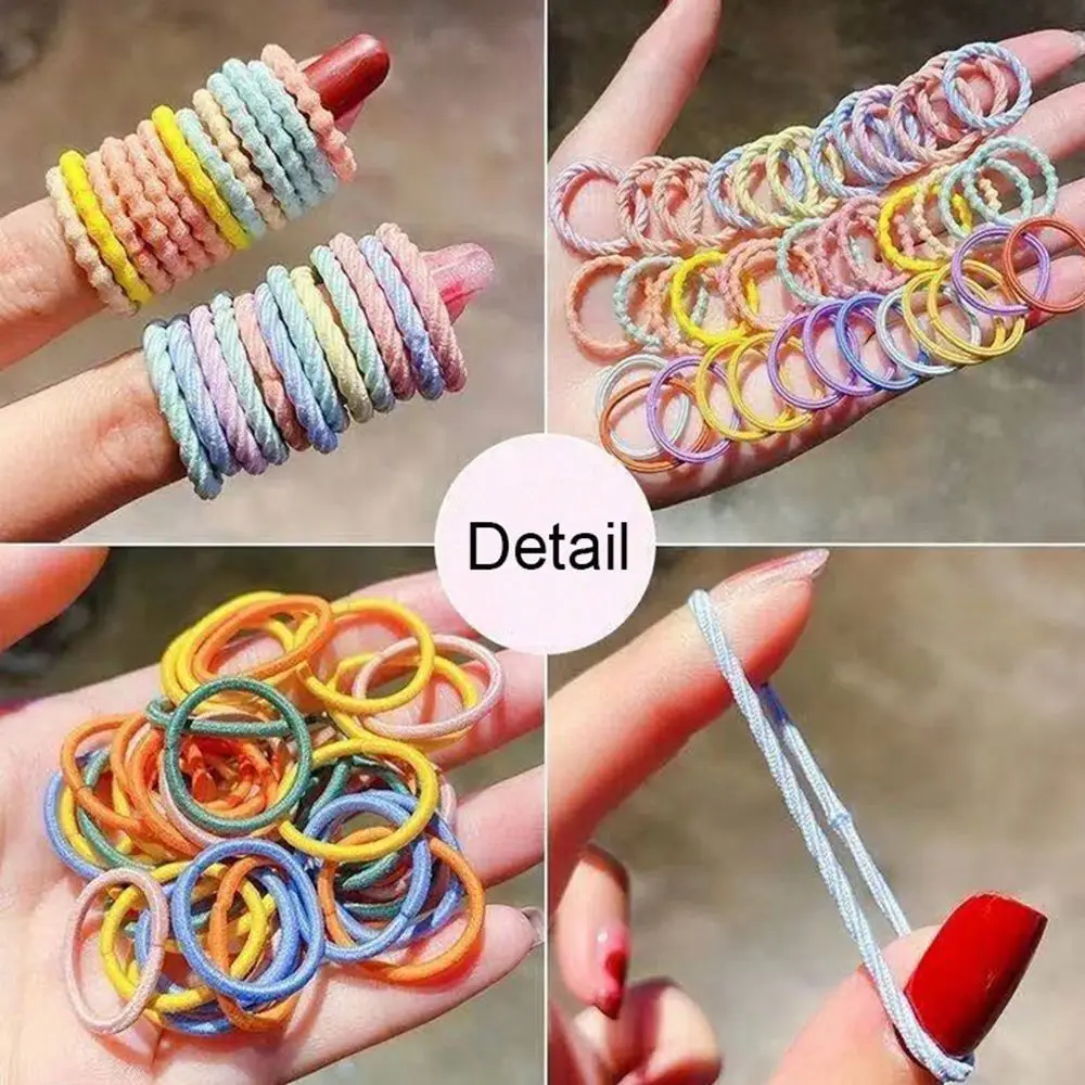100PCS/Bag   Colorful Rubber Hair Rope Hair Accesorries Children Hair Ties Ponytail Holder