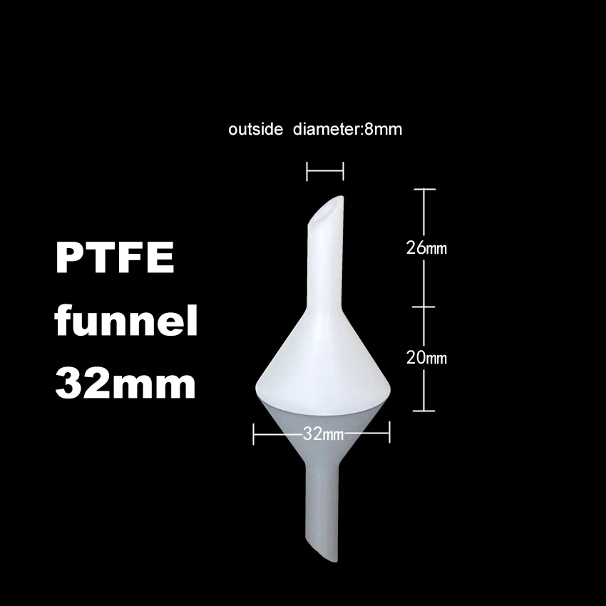 PTFE Conical Lab Funnel Acid & Alkali Resistant Tapered Stem Non-Stick Surface  32-160mm Sizes