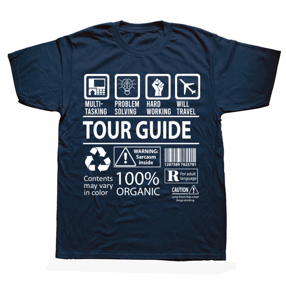 Funny Tour Guide Multitasking Job Graphic T-shirts Men Women's Fashion Casual Tshirt 100% Cotton Loose Oversized T Shirt