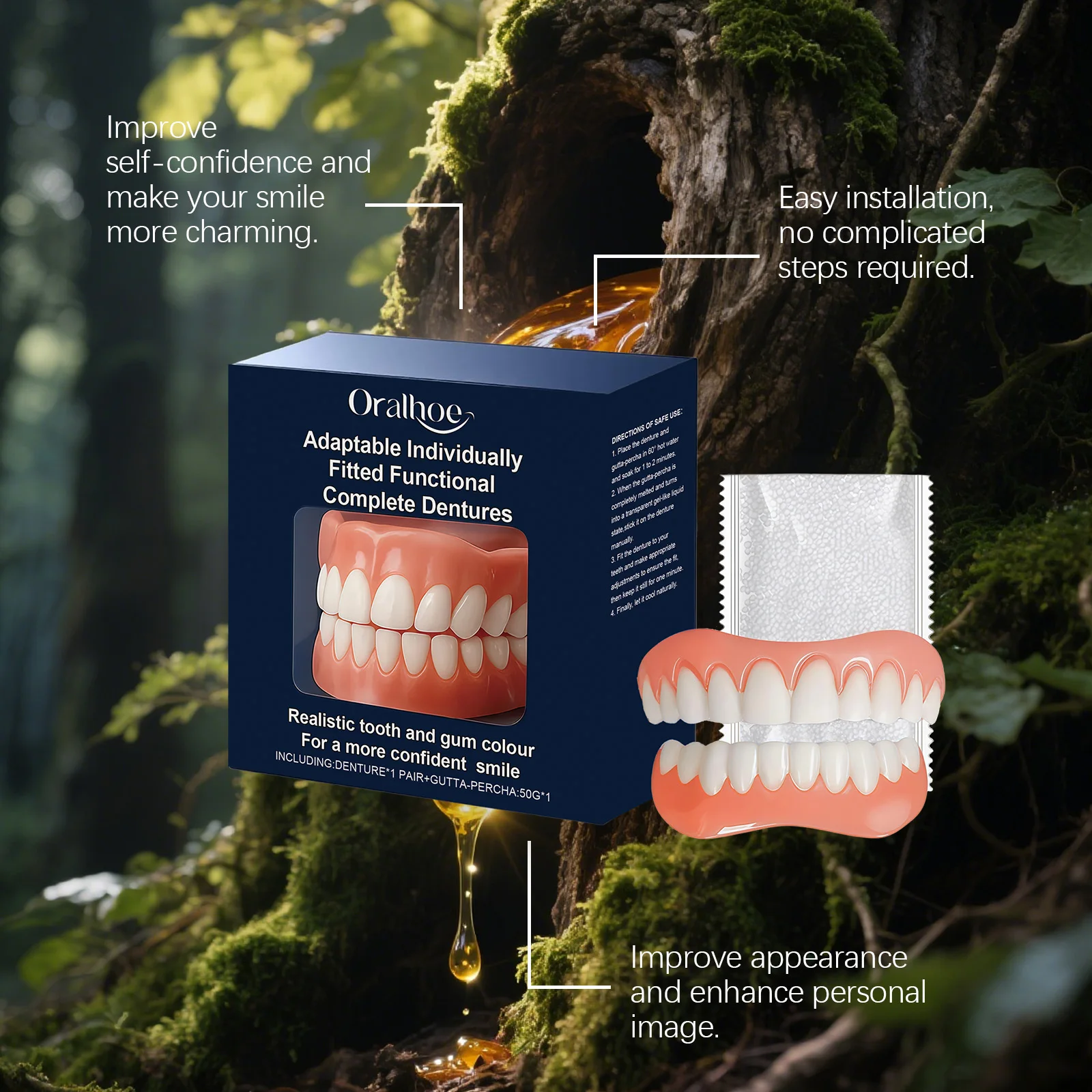 ORALHOE Adaptable Fitted Functional Complete Dentures Comfortable Fit Easy to Clean & Maintain Anti-wear Long-lasting Stable