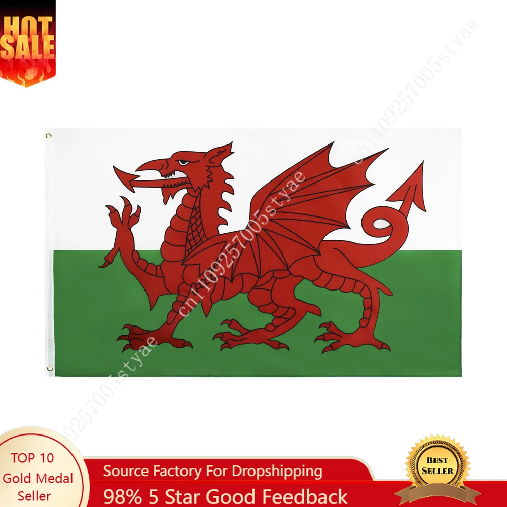 

Wales Flag Welsh Red Dragon Cymru UK United Kingdom Union Flag Polyester Great Britain Banner