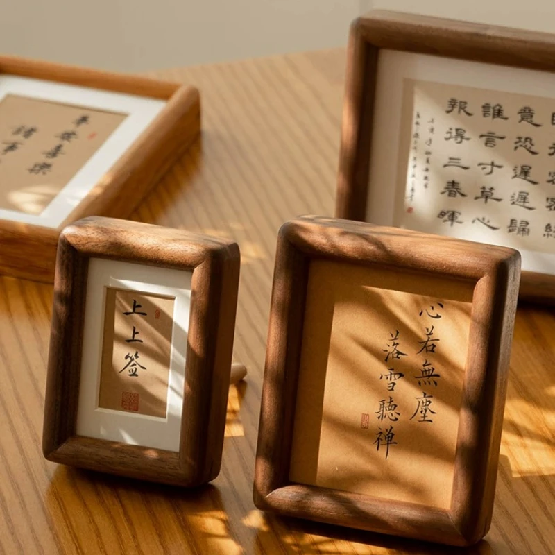 Solid Wood Picture Frame for Calligraphy Art Walnut Wood Photo Frames Mortise and Tenon Photo Display Premium Calligraphy Frame