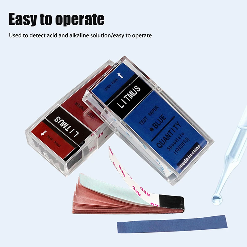 100 Strips/Box PH Test Strips Red/Blue Litmus Paper Acid Alkali Test Paper For Water Soil Laboratory Acid Alkaline Detection