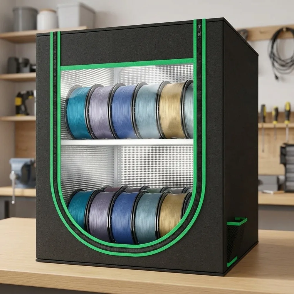 12 Rolls For 3D Printer Filament Storage Box 42x26x50cm Waterproof Dustproof Oxford Cloth Rack With Transparent For Spool Holder