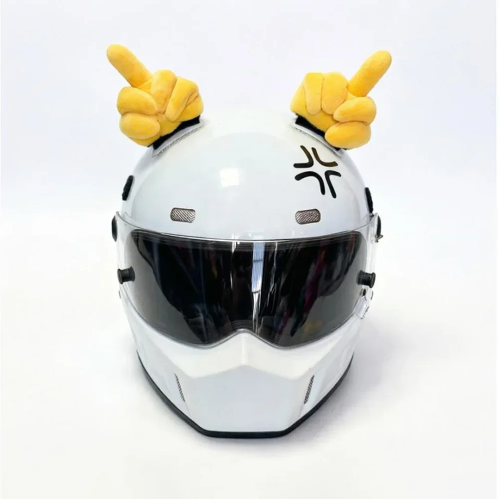 Headwear Accessories 2Pcs Funny Finger Plush Helmet Decor Thumbs Up Sign Sticker For Motorcycle Motorbike Bicycle Ski Helmet