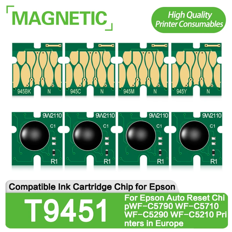 Chip de cartucho de tinta para impresora Epson, T9451, T9441, T9461 ARC, reinicio automático, WF-C5790, WF-C5710, WF-C5290, Europa