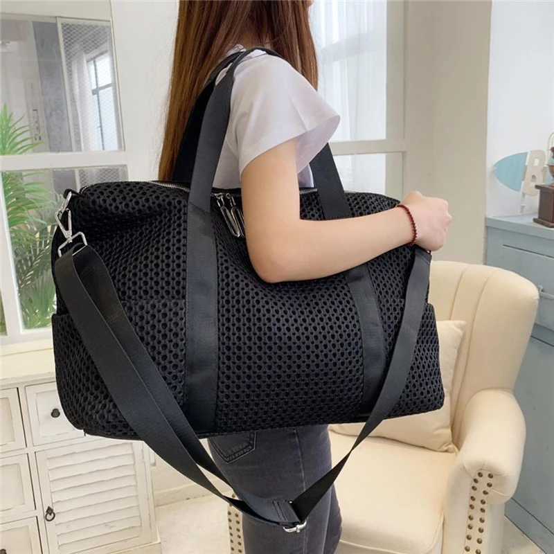 Women\'s Crossbody Mesh bags Portable short distance business trip shoulder bag Casual large capacity travel bag for men women