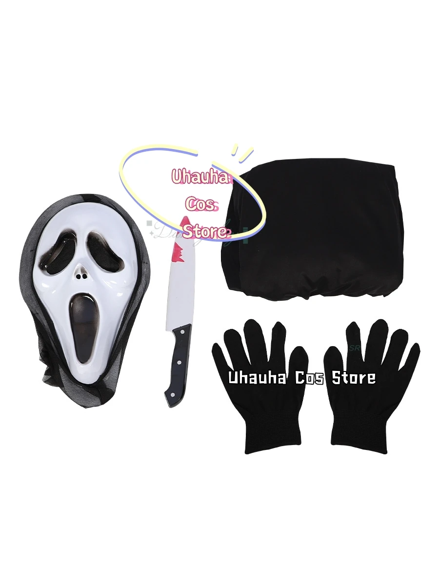 Disfraz de Scream GhostFace para niños, vestido elegante con máscara de calavera, vestido largo negro, fiesta de Halloween, película de terror, Carnaval, chico adulto