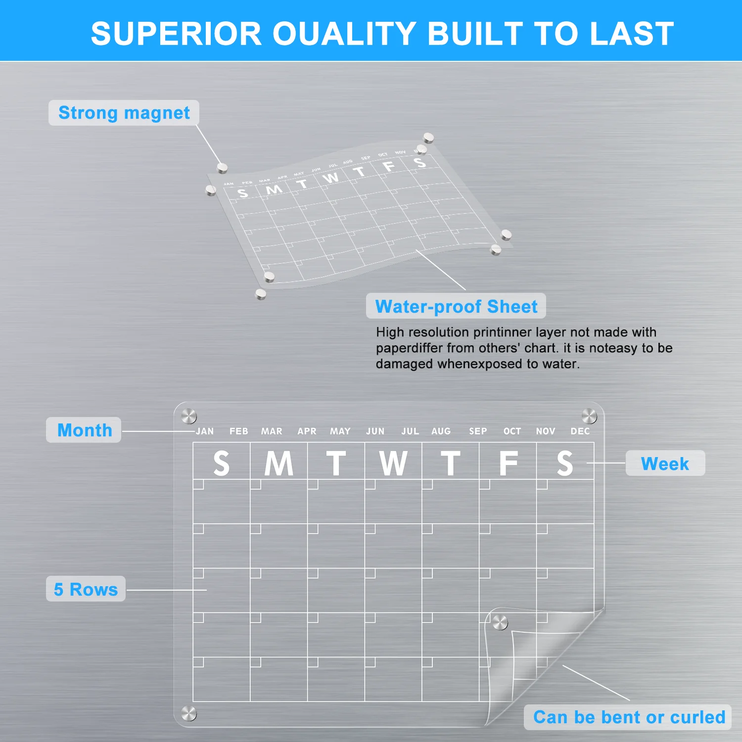 Transparent Magnetic Calendar For Erasable Family Schedule Planner clear Calendar Board Wall Whiteboard Easy Install